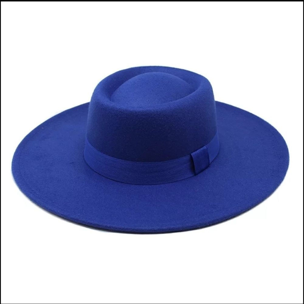 Royal Blue Bigger Wide Brim Fedora Hat